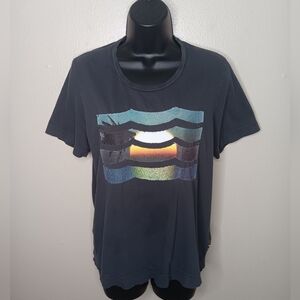 Sol Angeles Women’s Large T-shirt Sunset Tee Charcoal Gray Designer Made In USA